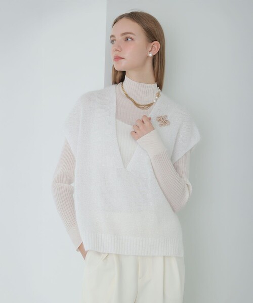 ラメシャギーVネックジレ（ニット/セーター）｜ANAYI（アナイ）の