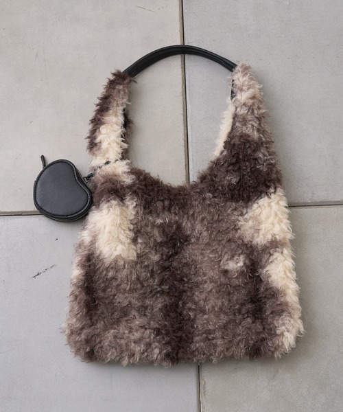 CIAOPANIC TYPY(チャオパニックティピー)の「ポーチチャーム付きミックスボアBAG(トートバッグ・レディース・ベージュ/チャコールグレー・ONE SIZE)」の16枚目の写真