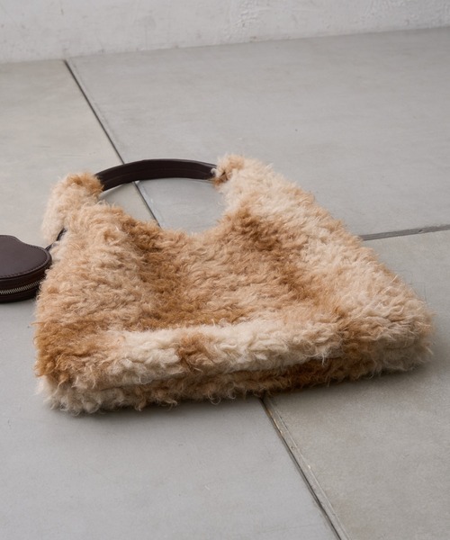 CIAOPANIC TYPY(チャオパニックティピー)の「ポーチチャーム付きミックスボアBAG(トートバッグ・レディース・ベージュ/チャコールグレー・ONE SIZE)」の9枚目の写真