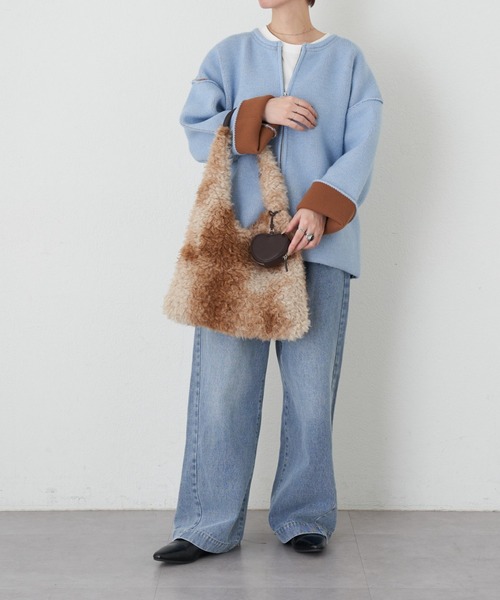 CIAOPANIC TYPY(チャオパニックティピー)の「ポーチチャーム付きミックスボアBAG(トートバッグ・レディース・ベージュ/チャコールグレー・ONE SIZE)」の14枚目の写真