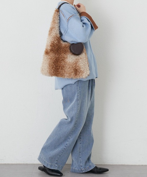 CIAOPANIC TYPY(チャオパニックティピー)の「ポーチチャーム付きミックスボアBAG(トートバッグ・レディース・ベージュ/チャコールグレー・ONE SIZE)」の15枚目の写真