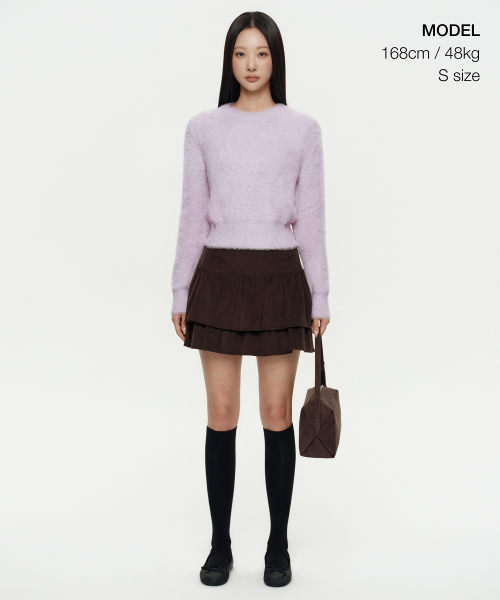 MUSINSA STANDARD WOMAN（ムシンサスタンダードウーマン）の「ウィメンズファジークルーネックニット[ラベンダー]（ニット/セーター・レディース・その他・SMALL/MEDIUM/LARGE/X-SMALL）」の2枚目の写真