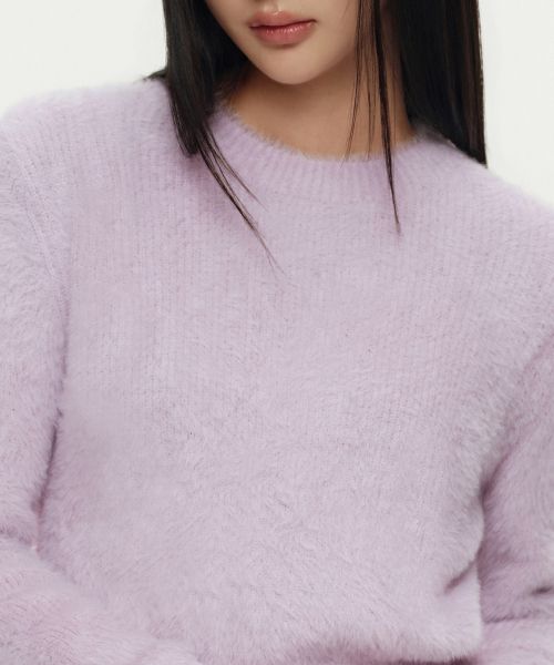 MUSINSA STANDARD WOMAN（ムシンサスタンダードウーマン）の「ウィメンズファジークルーネックニット[ラベンダー]（ニット/セーター・レディース・その他・SMALL/MEDIUM/LARGE/X-SMALL）」の4枚目の写真
