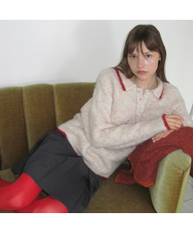 Mixed Boucle Collar Knit (Candy)