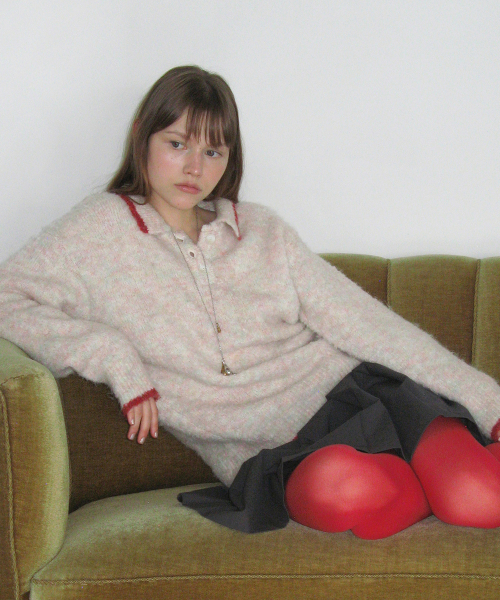 SINOON(シヌーン)の「Mixed Boucle Collar Knit (Candy)(ニット/セーター・レディース・アイボリー・FREE)」の2枚目の写真