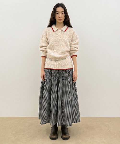 SINOON(シヌーン)の「Mixed Boucle Collar Knit (Candy)(ニット/セーター・レディース・アイボリー・FREE)」の3枚目の写真