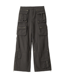 Lowrise Washed Curve Cargo Pants - KHAKI