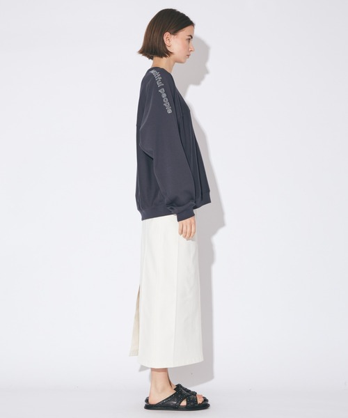 beautiful people（ビューティフルピープル）の「suvin compact jersey no shoulder long T（Tシャツ/カットソー・レディース・ネイビー/アイボリー・38/40）」の6枚目の写真