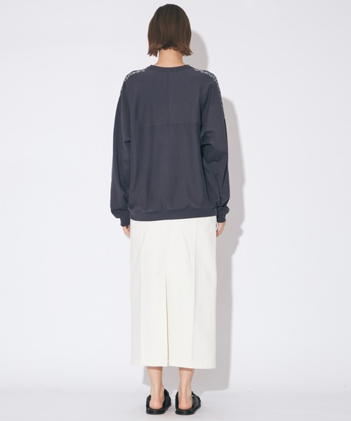 beautiful people（ビューティフルピープル）の「suvin compact jersey no shoulder long T（Tシャツ/カットソー・レディース・ネイビー/アイボリー・38/40）」の7枚目の写真