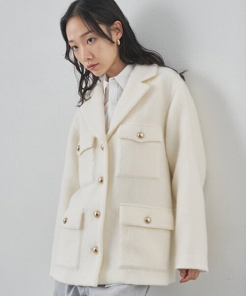 Whim Gazette（ウィムガゼット）の「シャギーサファリジャケット（その他アウター・レディース・オフホワイト/ベージュ・FREE）」の2枚目の写真