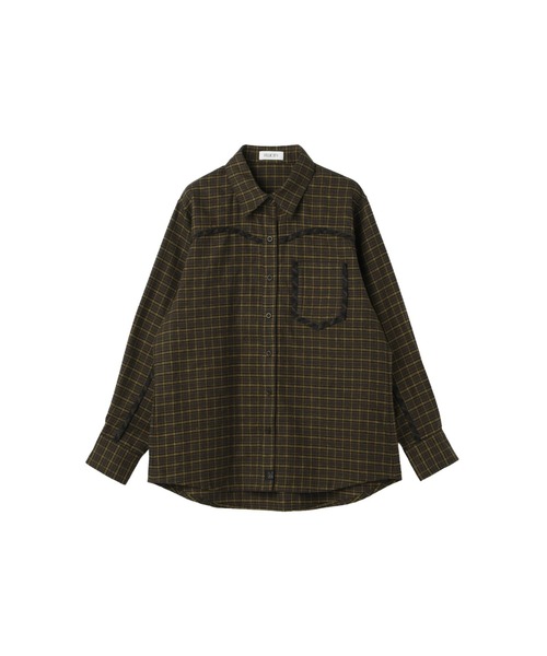 FELICITY(フェリシティ)の「Piping Check Shirt(シャツ/ブラウス・レディース・ダークオリーブ/イエロー・2)」の1枚目の写真