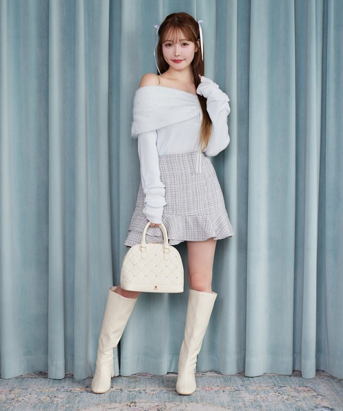 one after another NICE CLAUP（ワンアフターアナザーナイスクラップ）の「【ＨolidayCollection】イレヘムミニスカート（スカート・レディース・ホワイト系その他/グレー×ホワイト/ブラウン系その他/ブラック系その他・SMALL/MEDIUM）」の19枚目の写真