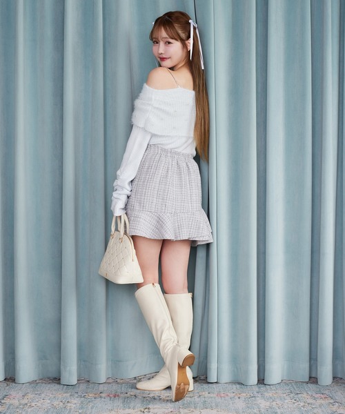 one after another NICE CLAUP（ワンアフターアナザーナイスクラップ）の「【ＨolidayCollection】イレヘムミニスカート（スカート・レディース・ホワイト系その他/グレー×ホワイト/ブラウン系その他/ブラック系その他・SMALL/MEDIUM）」の21枚目の写真