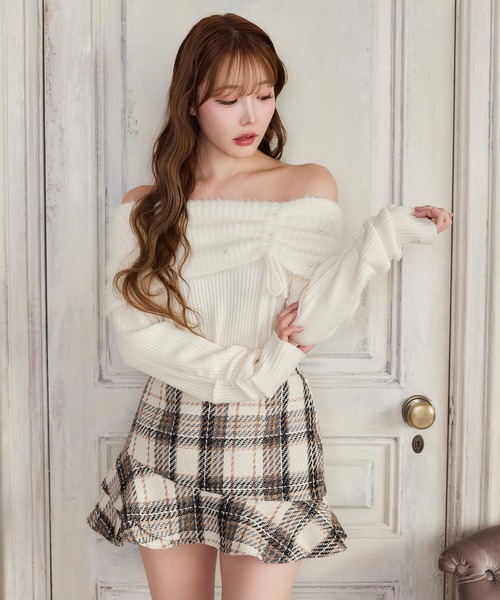 one after another NICE CLAUP（ワンアフターアナザーナイスクラップ）の「【ＨolidayCollection】イレヘムミニスカート（スカート・レディース・ホワイト系その他/グレー×ホワイト/ブラウン系その他/ブラック系その他・SMALL/MEDIUM）」の10枚目の写真