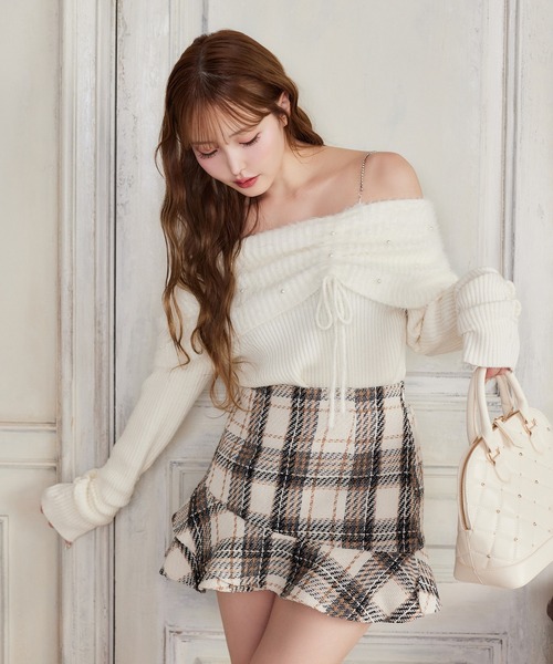 one after another NICE CLAUP（ワンアフターアナザーナイスクラップ）の「【ＨolidayCollection】イレヘムミニスカート（スカート・レディース・ホワイト系その他/グレー×ホワイト/ブラウン系その他/ブラック系その他・SMALL/MEDIUM）」の11枚目の写真