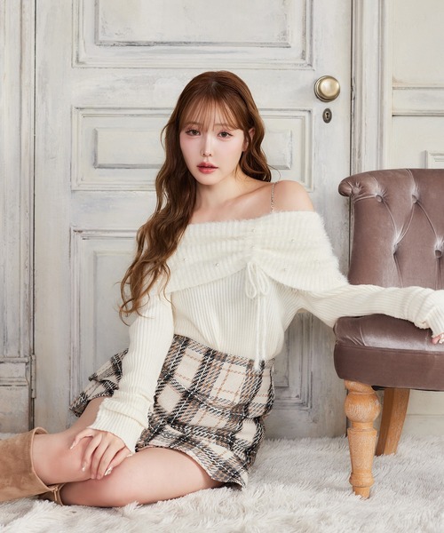 one after another NICE CLAUP（ワンアフターアナザーナイスクラップ）の「【ＨolidayCollection】イレヘムミニスカート（スカート・レディース・ホワイト系その他/グレー×ホワイト/ブラウン系その他/ブラック系その他・SMALL/MEDIUM）」の12枚目の写真