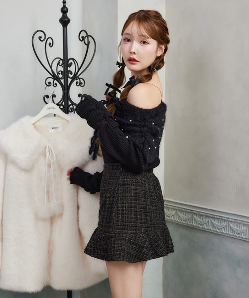 one after another NICE CLAUP（ワンアフターアナザーナイスクラップ）の「【ＨolidayCollection】イレヘムミニスカート（スカート・レディース・ホワイト系その他/グレー×ホワイト/ブラウン系その他/ブラック系その他・SMALL/MEDIUM）」の16枚目の写真