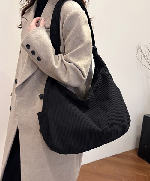 Miniministore（ミニミニストア）の「ショルダーバッグ A4 コーデュロイ（ショルダーバッグ・レディース・ブラック/アイボリー/カーキ/マスタード/グレー・FREE）」の3枚目の写真