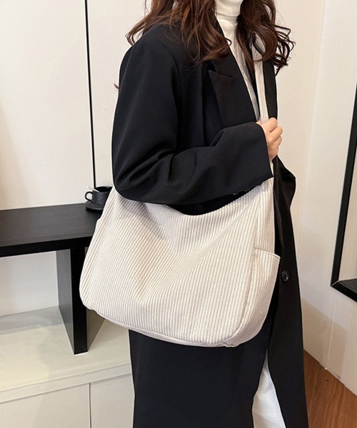 Miniministore（ミニミニストア）の「ショルダーバッグ A4 コーデュロイ（ショルダーバッグ・レディース・ブラック/アイボリー/カーキ/マスタード/グレー・FREE）」の7枚目の写真