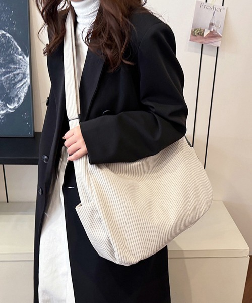 Miniministore（ミニミニストア）の「ショルダーバッグ A4 コーデュロイ（ショルダーバッグ・レディース・ブラック/アイボリー/カーキ/マスタード/グレー・FREE）」の10枚目の写真