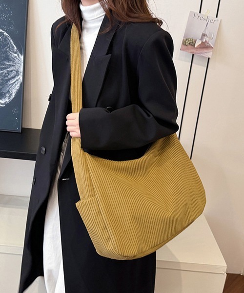 Miniministore（ミニミニストア）の「ショルダーバッグ A4 コーデュロイ（ショルダーバッグ・レディース・ブラック/アイボリー/カーキ/マスタード/グレー・FREE）」の15枚目の写真