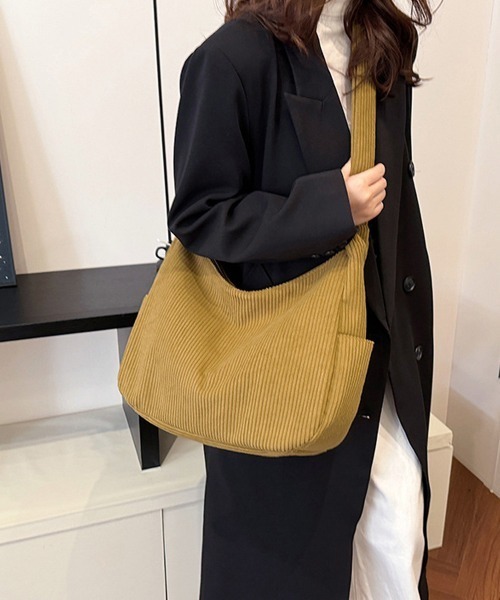 Miniministore（ミニミニストア）の「ショルダーバッグ A4 コーデュロイ（ショルダーバッグ・レディース・ブラック/アイボリー/カーキ/マスタード/グレー・FREE）」の17枚目の写真