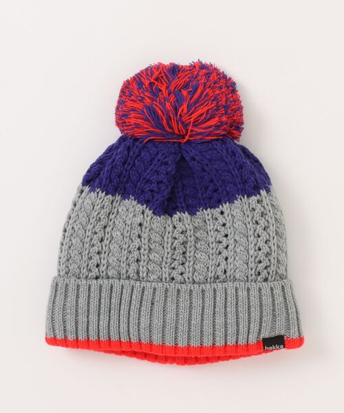 HAKKA KIDS（ハッカキッズ）の「配色ニット帽（ニットキャップ/ビーニー・キッズ・ブルー/杢グレー/ブラック・L/M）」の2枚目の写真