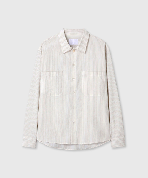 DIVEIN（ダイブイン）の「GRANDPA STRIPE TWO POCKET SHIRTS (BEIGE)（シャツ/ブラウス・メンズ・その他・1/2）」の2枚目の写真