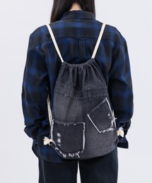 JOHN'S CLOSET（ジョンズクローゼット）の「【13】スプレー加工 デニム ナップサック（バックパック/リュック）」