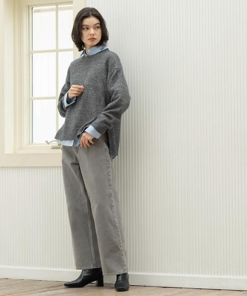 OPAQUE.CLIP（オペークドットクリップ）の「ヴィンテージカラーワイドストレートパンツ【洗濯機OK】（その他パンツ・レディース・ダークグレー/ブラウン系・38/40/42）」の5枚目の写真