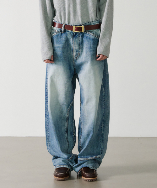 NOUN(ノウン)の「sprit denim pants (blue)(デニムパンツ・メンズ・その他・0/1/2)」の1枚目の写真
