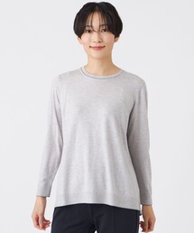 【L】【ウォッシャブル】ハイゲージラインニットプルオーバー
