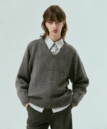 SILN（シルン）の「Alpaca blend raglan v neck knit (MELANGE GREY)（ニット/セーター）」