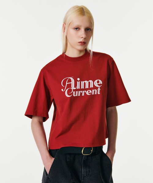 CURRENT（カレント）の「AIME CROP HALF SLEEVES T-SHIRT [RED]（Tシャツ/カットソー・レディース・その他・FREE）」の2枚目の写真