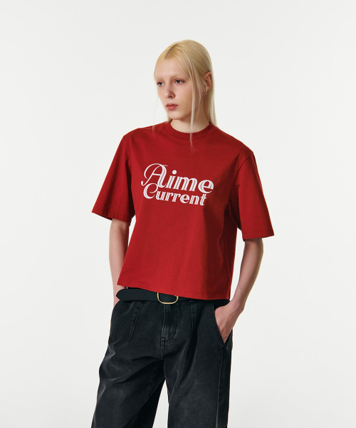 CURRENT（カレント）の「AIME CROP HALF SLEEVES T-SHIRT [RED]（Tシャツ/カットソー・レディース・その他・FREE）」の4枚目の写真