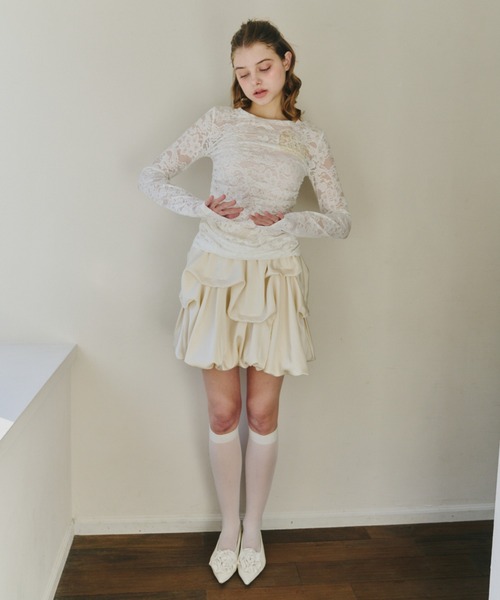 idem(イデム)の「tuck balloon mini skirt / タックバルーンスカート(スカート・レディース・ブラック/アイボリー・FREE)」の22枚目の写真