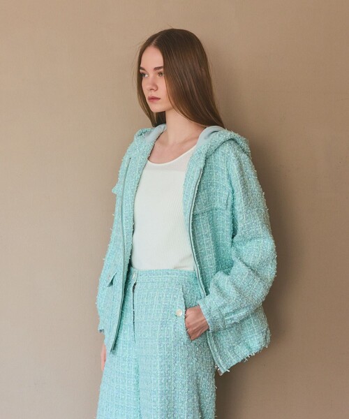 GRACE CLASS(グレースクラス)の「ツイードフーディーコート(その他アウター・レディース・ミント・36)」の4枚目の写真