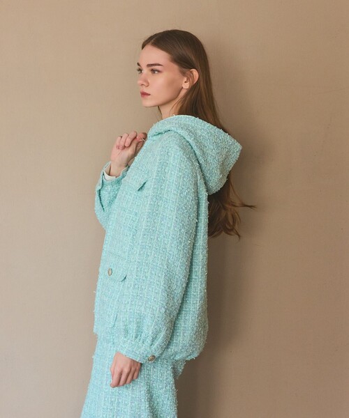 GRACE CLASS(グレースクラス)の「ツイードフーディーコート(その他アウター・レディース・ミント・36)」の5枚目の写真