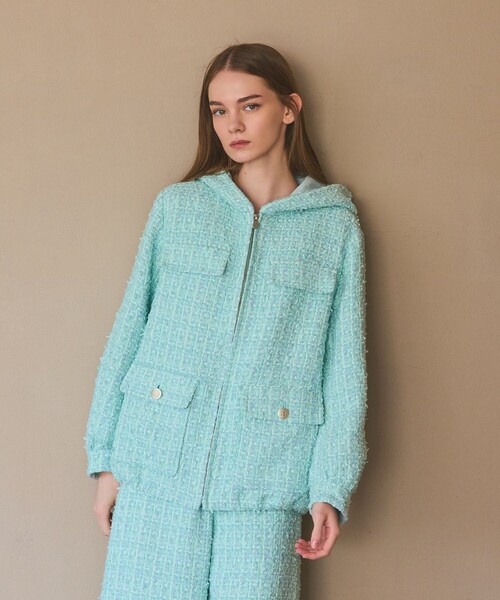 GRACE CLASS(グレースクラス)の「ツイードフーディーコート(その他アウター・レディース・ミント・36)」の6枚目の写真