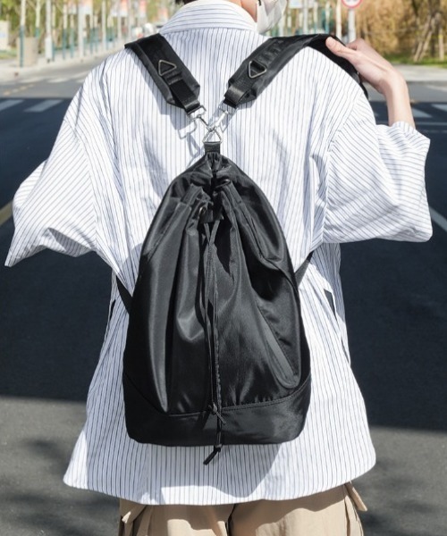 セール】2WAYナイロン巾着リュック/ナップサック/A4サイズ対応（バック