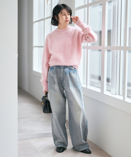 スピック＆スパン（Spick and Span）/ファーカシミヤクルーネックプルオーバー セール】ファーカシミヤクルーネックプルオーバー（ニット/セーター