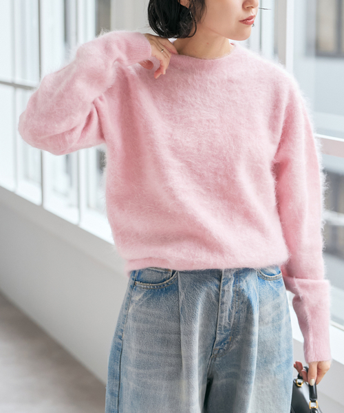 Spick & Span（スピックアンドスパン）の「ファーカシミヤクルーネックプルオーバー（ニット/セーター・レディース・イエロー/ピンク系その他・FREE）」の5枚目の写真