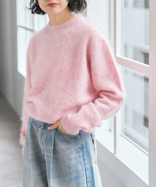 セール】ファーカシミヤクルーネックプルオーバー（ニット/セーター