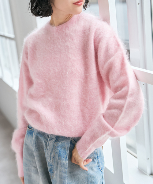 Spick & Span（スピックアンドスパン）の「ファーカシミヤクルーネックプルオーバー（ニット/セーター・レディース・イエロー/ピンク系その他・FREE）」の7枚目の写真
