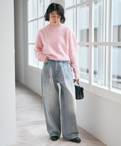 Spick & Span（スピックアンドスパン）の「ファーカシミヤクルーネックプルオーバー（ニット/セーター・レディース・イエロー/ピンク系その他・FREE）」の9枚目の写真