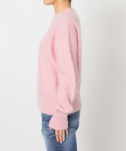 美品☆スピック＆スパン ふわふわ ファーニットプルオーバー 柔らか ピンク セール】ファーカシミヤクルーネックプルオーバー（ニット/セーター