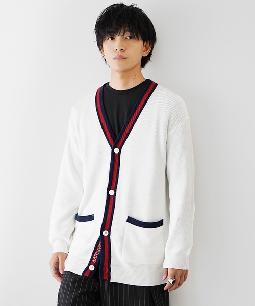 MinoriTY select】ロング丈トリコロールカーディガン メンズ 春服 冬服