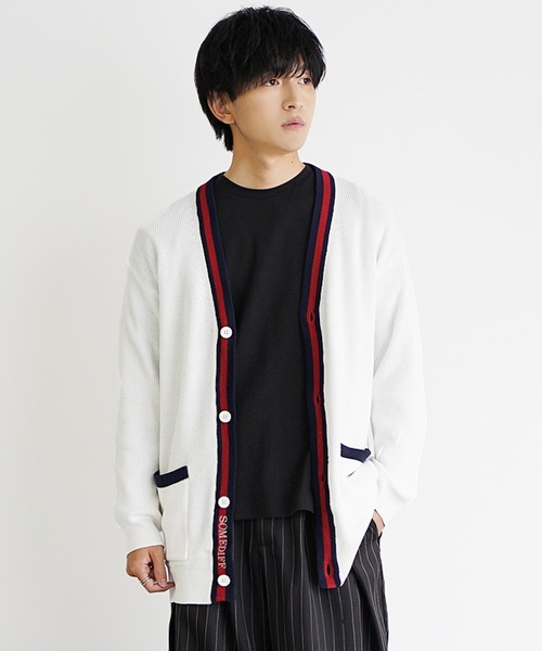 MinoriTY（マイノリティ）の「【MinoriTY select】ロング丈トリコロールカーディガン メンズ 春服 冬服（カーディガン/ボレロ・メンズ・オフホワイト/ブラック・M/XL/L）」の5枚目の写真