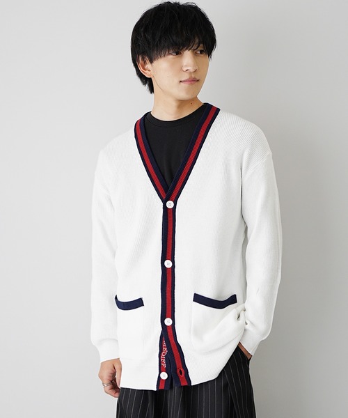 MinoriTY（マイノリティ）の「【MinoriTY select】ロング丈トリコロールカーディガン メンズ 春服 冬服（カーディガン/ボレロ・メンズ・オフホワイト/ブラック・M/XL/L）」の6枚目の写真