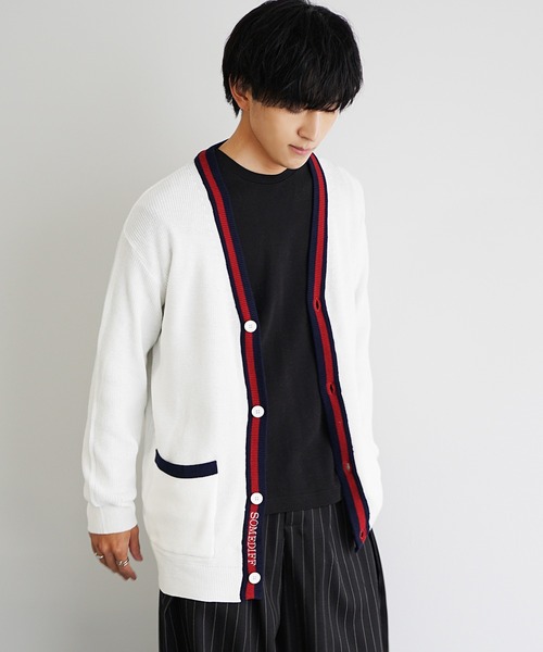 MinoriTY（マイノリティ）の「【MinoriTY select】ロング丈トリコロールカーディガン メンズ 春服 冬服（カーディガン/ボレロ・メンズ・オフホワイト/ブラック・M/XL/L）」の7枚目の写真